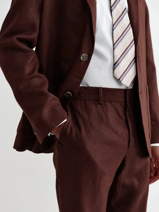 WAX London - Alp Linen Trousers - Col Merlot - BNWT - Picture 4 of 16